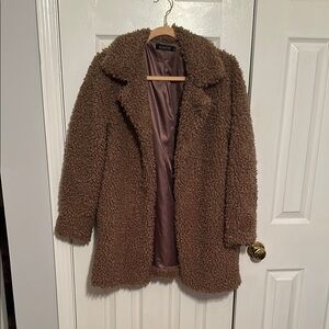 Warm Brown Teddy Jacket Plush Texture